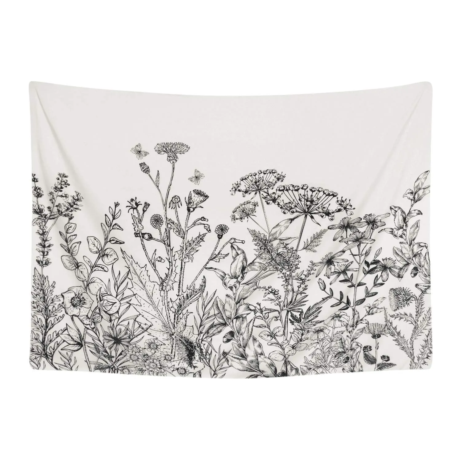 Black and White Floral Tapestry