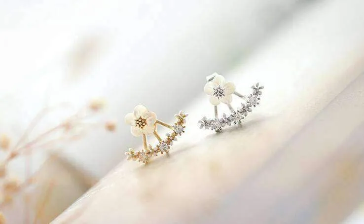 Cute Cherry Peach Blossoms Flower Stud Earrings