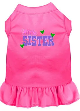 Little Sister Screen Print Dog Dress Bright Pink Med
