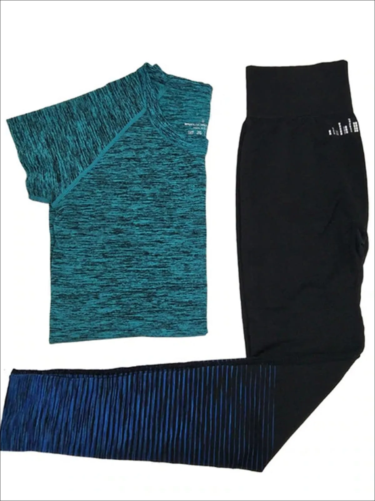 Women's Marled Short Sleeve Top And Legging Set